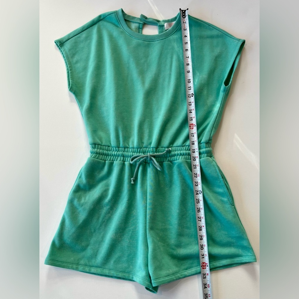 Blush Clothing Sea Foam Mineral Wash Green Romper Open Back - Picture 6 of 16